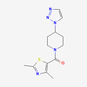 molecular formula C13H17N5OS B2896860 (4-(1H-1,2,3-triazol-1-yl)piperidin-1-yl)(2,4-dimethylthiazol-5-yl)methanone CAS No. 2034442-74-3
