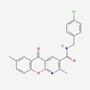 molecular formula C22H17ClN2O3 B2896862 N-(4-氯苄基)-2,7-二甲基-5-氧代-5H-色满并[2,3-b]吡啶-3-甲酰胺 CAS No. 338751-40-9