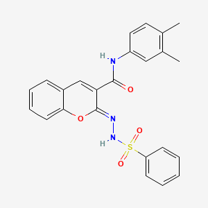 (2Z)-2-(benzenesulfonylhydrazinylidene)-N-(3,4-dimethylphenyl)chromene-3-carboxamide