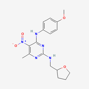 molecular formula C17H21N5O4 B2896889 N~4~-(4-methoxyphenyl)-6-methyl-5-nitro-N~2~-(tetrahydrofuran-2-ylmethyl)pyrimidine-2,4-diamine CAS No. 1211726-97-4
