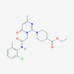 molecular formula C22H27ClN4O4 B2896892 1-(1-(2-((2-氯-6-甲苯基)氨基)-2-氧代乙基)-4-甲基-6-氧代-1,6-二氢嘧啶-2-基)哌啶-4-甲酸乙酯 CAS No. 1421483-51-3