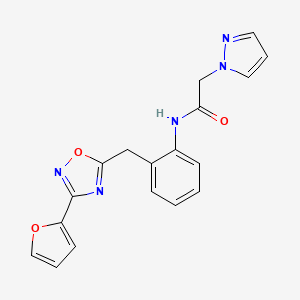 N-(2-((3-(furan-2-yl)-1,2,4-oxadiazol-5-yl)methyl)phenyl)-2-(1H-pyrazol-1-yl)acetamide