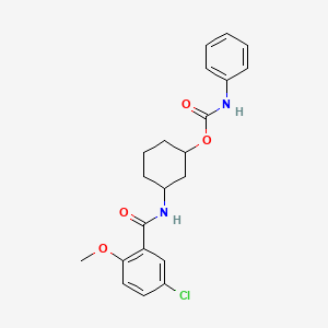 molecular formula C21H23ClN2O4 B2896898 3-(5-氯-2-甲氧基苯甲酰氨基)环己基苯基氨基甲酸酯 CAS No. 1351630-39-1