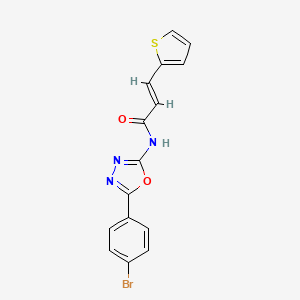 molecular formula C15H10BrN3O2S B2896928 (E)-N-(5-(4-bromophenyl)-1,3,4-oxadiazol-2-yl)-3-(thiophen-2-yl)acrylamide CAS No. 897735-63-6