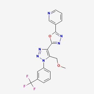 molecular formula C18H13F3N6O2 B2896952 2-(5-(甲氧基甲基)-1-(3-(三氟甲基)苯基)-1H-1,2,3-三唑-4-基)-5-(吡啶-3-基)-1,3,4-恶二唑 CAS No. 1081117-93-2