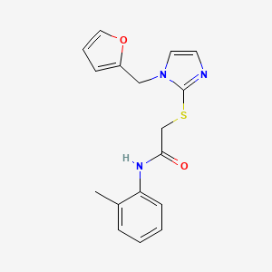 molecular formula C17H17N3O2S B2896957 2-[1-(furan-2-ylmethyl)imidazol-2-yl]sulfanyl-N-(2-methylphenyl)acetamide CAS No. 893384-56-0