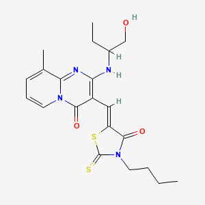 molecular formula C21H26N4O3S2 B2896964 (Z)-3-butyl-5-((2-((1-hydroxybutan-2-yl)amino)-9-methyl-4-oxo-4H-pyrido[1,2-a]pyrimidin-3-yl)methylene)-2-thioxothiazolidin-4-one CAS No. 615272-24-7