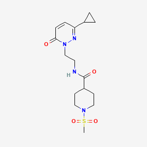 molecular formula C16H24N4O4S B2896967 N-(2-(3-cyclopropyl-6-oxopyridazin-1(6H)-yl)ethyl)-1-(methylsulfonyl)piperidine-4-carboxamide CAS No. 2034430-60-7