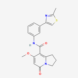 molecular formula C20H19N3O3S B2896969 7-methoxy-N-(3-(2-methylthiazol-4-yl)phenyl)-5-oxo-1,2,3,5-tetrahydroindolizine-8-carboxamide CAS No. 2034513-69-2