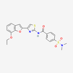molecular formula C22H21N3O5S2 B2896983 4-(N,N-dimethylsulfamoyl)-N-(4-(7-ethoxybenzofuran-2-yl)thiazol-2-yl)benzamide CAS No. 921526-39-8