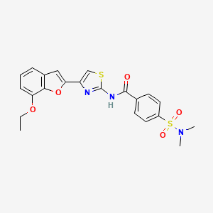 molecular formula C22H21N3O5S2 B2896983 4-(N,N-二甲基磺酰氨基)-N-(4-(7-乙氧基苯并呋喃-2-基)噻唑-2-基)苯甲酰胺 CAS No. 921526-39-8