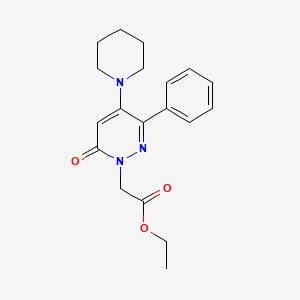 molecular formula C19H23N3O3 B2896985 ethyl 2-[6-oxo-3-phenyl-4-piperidino-1(6H)-pyridazinyl]acetate CAS No. 861208-99-3