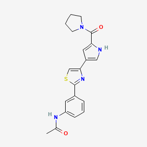molecular formula C20H20N4O2S B2896994 N-(3-(4-(5-(吡咯烷-1-羰基)-1H-吡咯-3-基)噻唑-2-基)苯基)乙酰胺 CAS No. 1415819-54-3