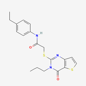 molecular formula C19H21N3O2S2 B2896996 N-(4-ethylphenyl)-2-({4-oxo-3-propyl-3H,4H-thieno[3,2-d]pyrimidin-2-yl}sulfanyl)acetamide CAS No. 1260942-72-0