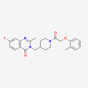 7-Fluoro-2-methyl-3-[[1-[2-(2-methylphenoxy)acetyl]piperidin-4-yl]methyl]quinazolin-4-one