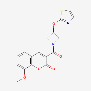 molecular formula C17H14N2O5S B2897022 8-甲氧基-3-(3-(噻唑-2-氧代)氮杂环丁烷-1-羰基)-2H-色烯-2-酮 CAS No. 1795083-68-9