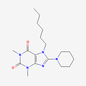 molecular formula C18H29N5O2 B2897025 7-hexyl-1,3-dimethyl-8-(piperidin-1-yl)-1H-purine-2,6(3H,7H)-dione CAS No. 371143-62-3