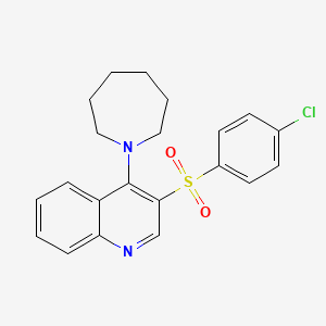 molecular formula C21H21ClN2O2S B2897028 4-(Azepan-1-yl)-3-(4-chlorophenyl)sulfonylquinoline CAS No. 866895-08-1
