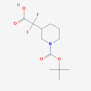 molecular formula C12H19F2NO4 B2897030 2-{1-[(叔丁氧羰基)哌啶-3-基]-2,2-二氟乙酸 CAS No. 1782406-03-4