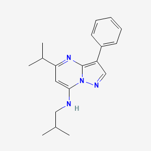 molecular formula C19H24N4 B2897033 N-异丁基-5-异丙基-3-苯基吡唑并[1,5-a]嘧啶-7-胺 CAS No. 890630-23-6