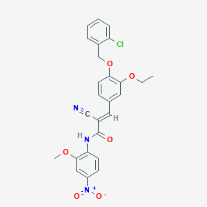 molecular formula C26H22ClN3O6 B2897041 (E)-3-[4-[(2-chlorophenyl)methoxy]-3-ethoxyphenyl]-2-cyano-N-(2-methoxy-4-nitrophenyl)prop-2-enamide CAS No. 380476-11-9