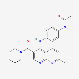 molecular formula C24H27N5O2 B2897043 N-(4-((7-methyl-3-(2-methylpiperidine-1-carbonyl)-1,8-naphthyridin-4-yl)amino)phenyl)acetamide CAS No. 1251633-63-2