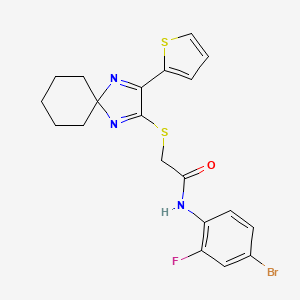 N-(4-bromo-2-fluorophenyl)-2-((3-(thiophen-2-yl)-1,4-diazaspiro[4.5]deca-1,3-dien-2-yl)thio)acetamide