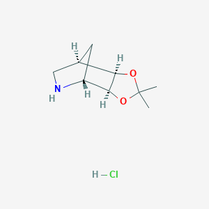 molecular formula C9H16ClNO2 B2897070 (1R,2R,6S,7R)-4,4-Dimethyl-3,5-dioxa-8-azatricyclo[5.2.1.02,6]decane;hydrochloride CAS No. 2375248-09-0