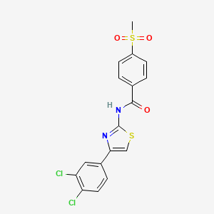 molecular formula C17H12Cl2N2O3S2 B2897076 N-(4-(3,4-dichlorophenyl)thiazol-2-yl)-4-(methylsulfonyl)benzamide CAS No. 896340-86-6