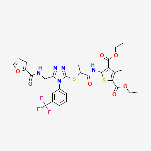 Diethyl 5-[2-[[5-[(furan-2-carbonylamino)methyl]-4-[3-(trifluoromethyl)phenyl]-1,2,4-triazol-3-yl]sulfanyl]propanoylamino]-3-methylthiophene-2,4-dicarboxylate