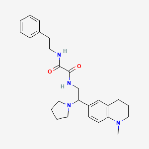 molecular formula C26H34N4O2 B2897081 N1-(2-(1-methyl-1,2,3,4-tetrahydroquinolin-6-yl)-2-(pyrrolidin-1-yl)ethyl)-N2-phenethyloxalamide CAS No. 922119-79-7