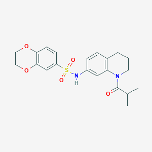 molecular formula C21H24N2O5S B2897095 N-(1-异丁酰基-1,2,3,4-四氢喹啉-7-基)-2,3-二氢苯并[b][1,4]二噁英-6-磺酰胺 CAS No. 1005298-83-8