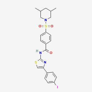 molecular formula C23H24IN3O3S2 B2897097 4-((3,5-二甲基哌啶-1-基)磺酰基)-N-(4-(4-碘苯基)噻唑-2-基)苯甲酰胺 CAS No. 361479-40-5