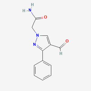 molecular formula C12H11N3O2 B2897106 2-(4-formyl-3-phenyl-1H-pyrazol-1-yl)acetamide CAS No. 887407-97-8