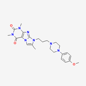 molecular formula C24H31N7O3 B2897107 8-(3-(4-(4-methoxyphenyl)piperazin-1-yl)propyl)-1,3,7-trimethyl-1H-imidazo[2,1-f]purine-2,4(3H,8H)-dione CAS No. 923109-78-8