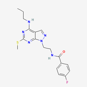 4-fluoro-N-(2-(6-(methylthio)-4-(propylamino)-1H-pyrazolo[3,4-d]pyrimidin-1-yl)ethyl)benzamide