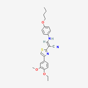 molecular formula C25H27N3O3S B2897113 (2E)-3-[(4-butoxyphenyl)amino]-2-[4-(4-ethoxy-3-methoxyphenyl)-1,3-thiazol-2-yl]prop-2-enenitrile CAS No. 941933-69-3