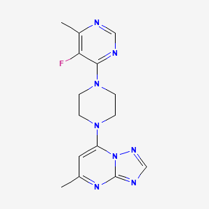 molecular formula C15H17FN8 B2897118 7-[4-(5-Fluoro-6-methylpyrimidin-4-yl)piperazin-1-yl]-5-methyl-[1,2,4]triazolo[1,5-a]pyrimidine CAS No. 2380094-54-0