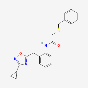 2-(benzylthio)-N-(2-((3-cyclopropyl-1,2,4-oxadiazol-5-yl)methyl)phenyl)acetamide