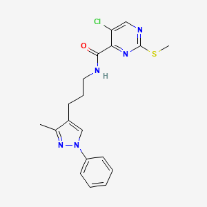 5-chloro-N-[3-(3-methyl-1-phenylpyrazol-4-yl)propyl]-2-methylsulfanylpyrimidine-4-carboxamide