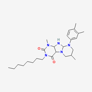 molecular formula C26H37N5O2 B2897135 9-(3,4-dimethylphenyl)-1,7-dimethyl-3-octyl-1H,2H,3H,4H,6H,7H,8H,9H-pyrimido[1,2-g]purine-2,4-dione CAS No. 848728-16-5