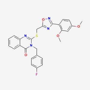 molecular formula C26H21FN4O4S B2897136 2-(((3-(2,4-dimethoxyphenyl)-1,2,4-oxadiazol-5-yl)methyl)thio)-3-(4-fluorobenzyl)quinazolin-4(3H)-one CAS No. 2034326-37-7