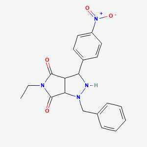 molecular formula C20H20N4O4 B2897149 1-benzyl-5-ethyl-3-(4-nitrophenyl)tetrahydropyrrolo[3,4-c]pyrazole-4,6(1H,5H)-dione CAS No. 1005108-54-2