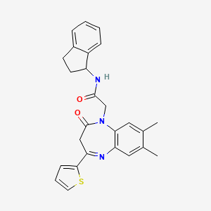 molecular formula C26H25N3O2S B2897150 N-(2,3-dihydro-1H-inden-1-yl)-2-[7,8-dimethyl-2-oxo-4-(2-thienyl)-2,3-dihydro-1H-1,5-benzodiazepin-1-yl]acetamide CAS No. 1251694-91-3