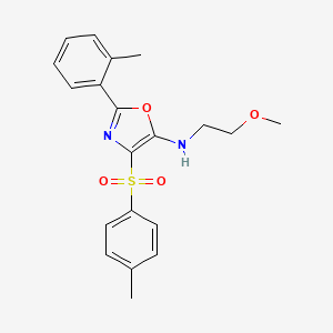 molecular formula C20H22N2O4S B2897167 N-(2-methoxyethyl)-2-(o-tolyl)-4-tosyloxazol-5-amine CAS No. 862741-79-5