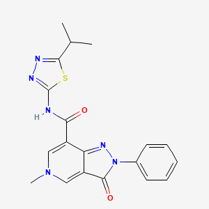 molecular formula C19H18N6O2S B2897177 N-(5-isopropyl-1,3,4-thiadiazol-2-yl)-5-methyl-3-oxo-2-phenyl-3,5-dihydro-2H-pyrazolo[4,3-c]pyridine-7-carboxamide CAS No. 921507-37-1