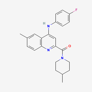 (4-((4-Fluorophenyl)amino)-6-methylquinolin-2-yl)(4-methylpiperidin-1-yl)methanone