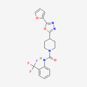 molecular formula C19H17F3N4O3 B2897202 4-(5-(furan-2-yl)-1,3,4-oxadiazol-2-yl)-N-(2-(trifluoromethyl)phenyl)piperidine-1-carboxamide CAS No. 1251614-29-5