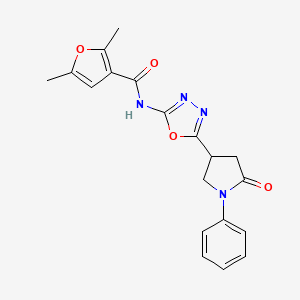 2,5-dimethyl-N-(5-(5-oxo-1-phenylpyrrolidin-3-yl)-1,3,4-oxadiazol-2-yl)furan-3-carboxamide