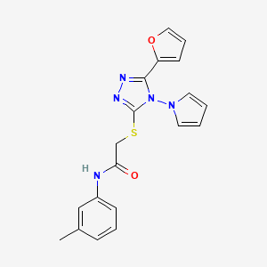 molecular formula C19H17N5O2S B2897221 2-{[5-(furan-2-yl)-4-(1H-pyrrol-1-yl)-4H-1,2,4-triazol-3-yl]sulfanyl}-N-(3-methylphenyl)acetamide CAS No. 886932-39-4